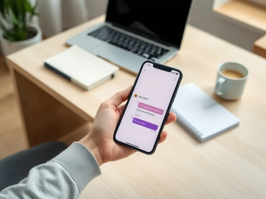 Smartfon z otwartym komunikatorem na biurku, symbolizujący internetowe skróty i rozmowy, m.in. użycie skrótu „kk”.