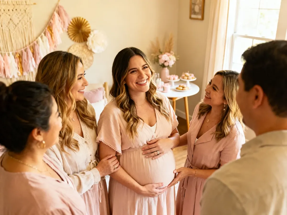 Przyszła mama podczas kameralnego baby shower w gronie bliskich